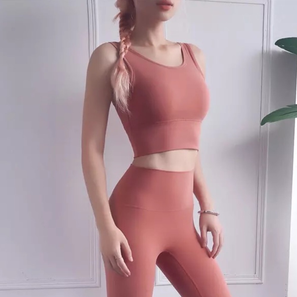 Dusty Rose Yoga Sport Halter Low Back Crop Top - Picture 2 of 16